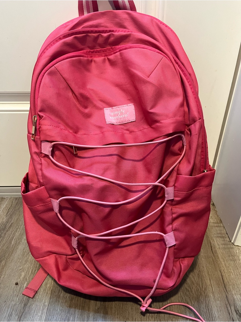 Simply Southern Hot Pink Women's Backpack with Elastic Front Cord